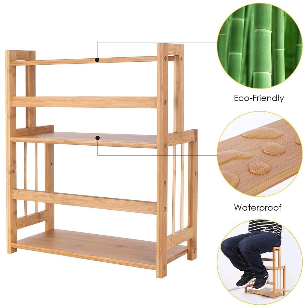 Estante de Especias de bambú ecológico de 3 Niveles con Estante de Altura Ajustable, Estante de Almacenamiento de Cocina de Estante de Especias Independiente for baño, encimera