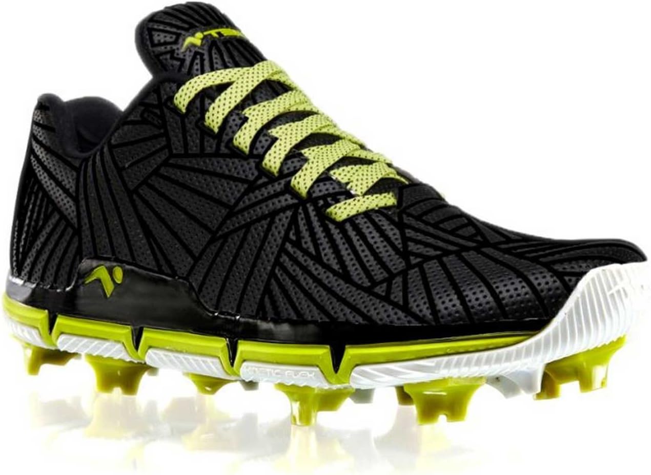 Tesh Men's Talent Molded Baseball Cleat Kinetic Flex, Black/Yellow. TTALEMOL-M02