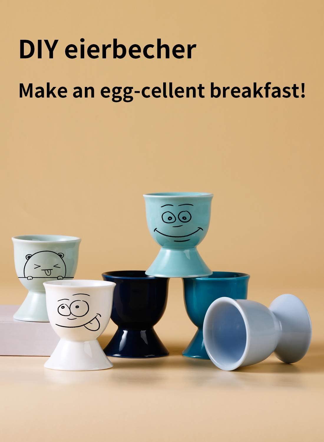 New Product Sweese 805.003 Porcelain Egg Cups, Egg Holders for Hard Boiled Eggs - Set of 6, Cool Assorted Color
