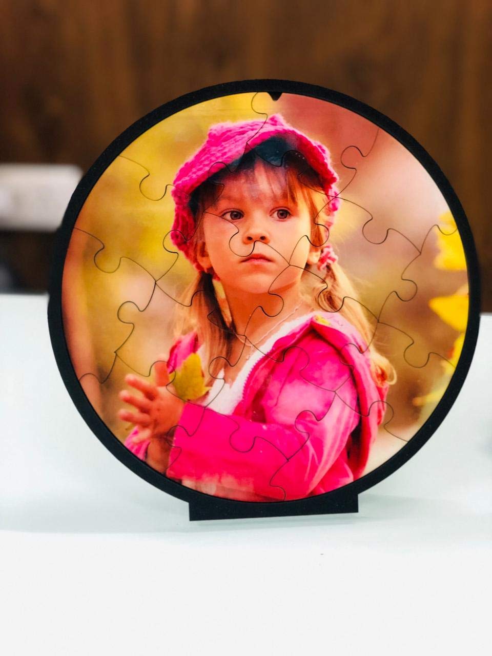Fun2shh Personalized Wooden Photo Jigsaw Puzzle Round Shape for Gifting - Birthday/Valentine Day