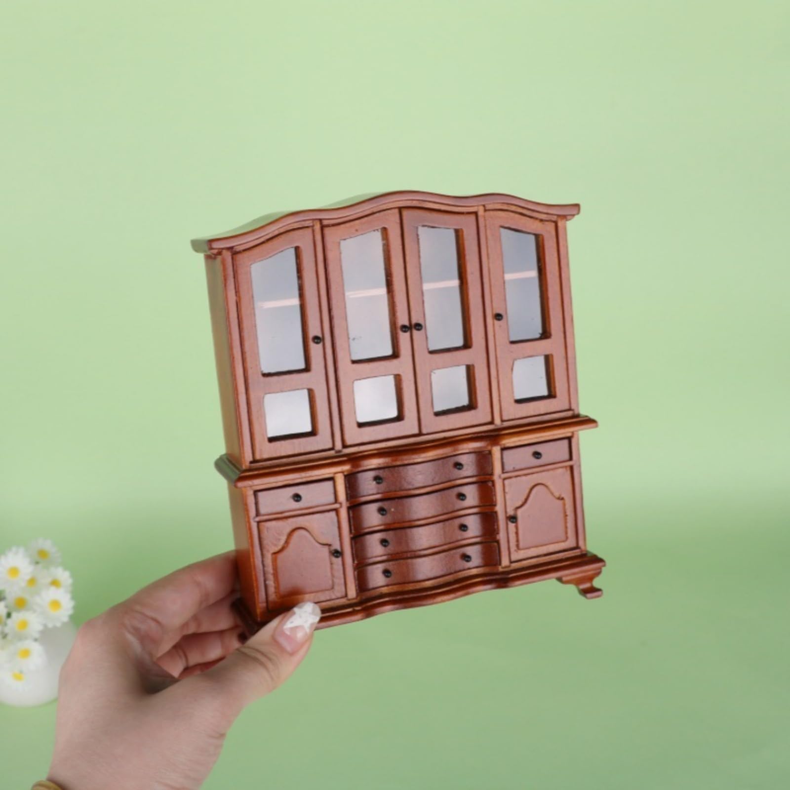 Credenza in Miniatura con in Vetro Mobile D'epoca Miniatura Realistico Mobilia per Esposizione