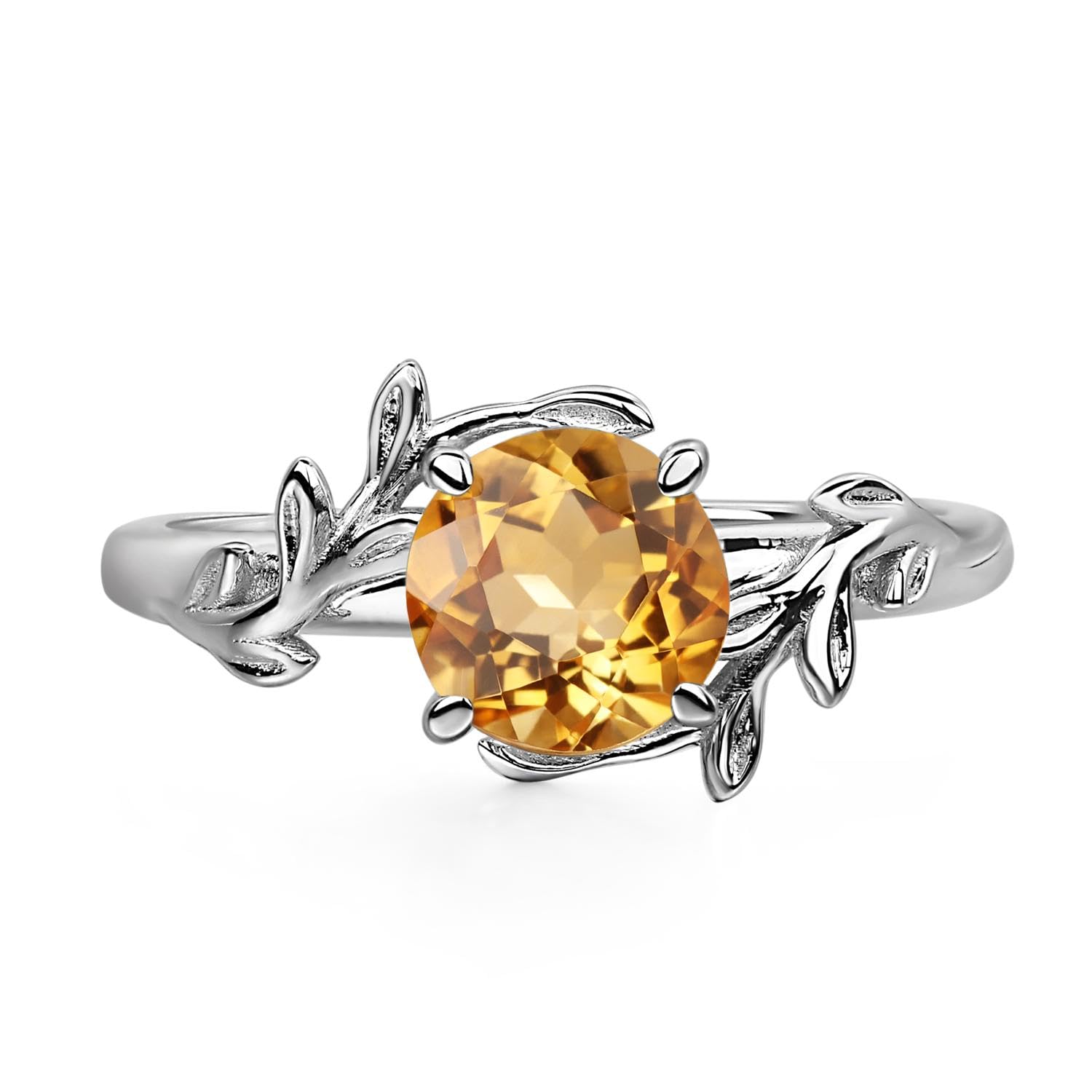 Round Shaped 7 MM Gemstone Branch Statement Ring 925 Sterling Silver Birthstone Ring for Women