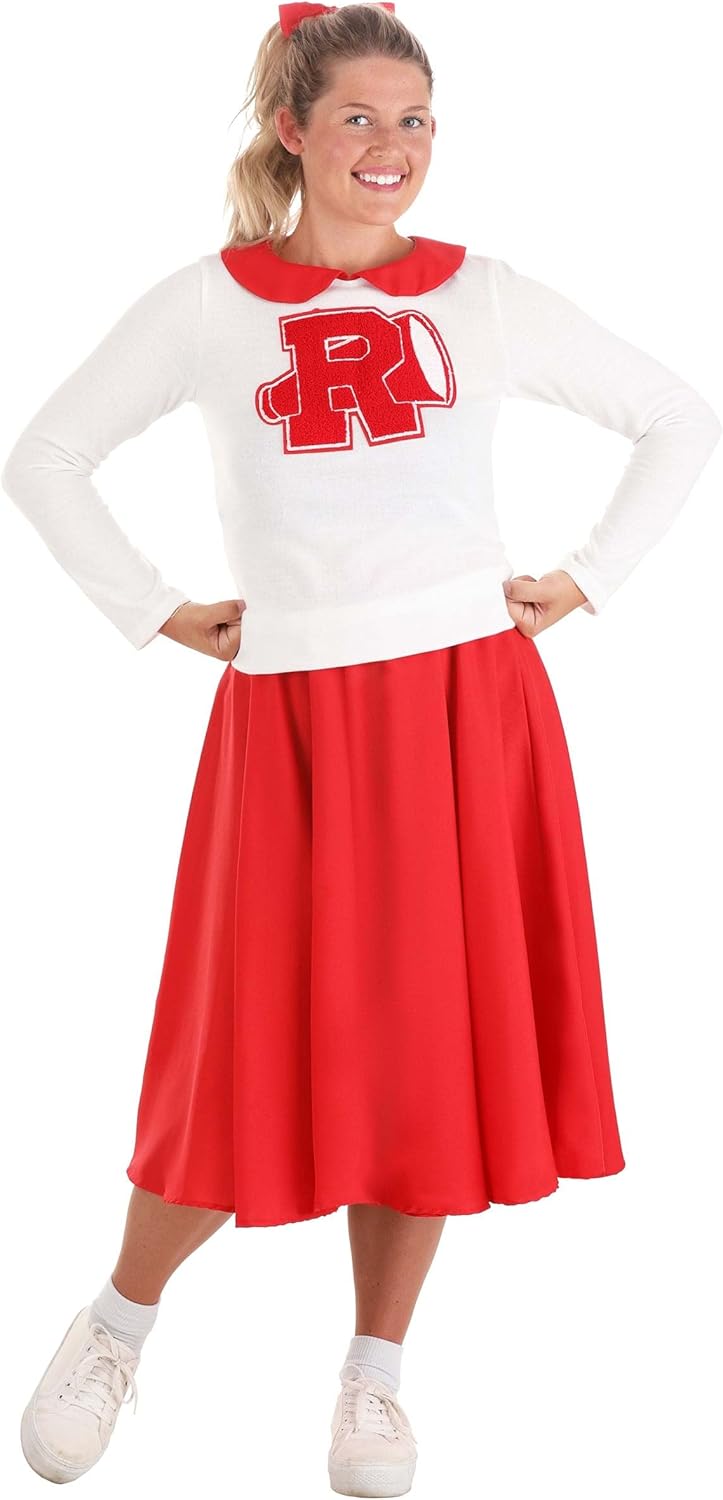 Grease Women's Rydell High Cheerleader Costume, Vintage Red and White Cheer Squad Halloween Outfit