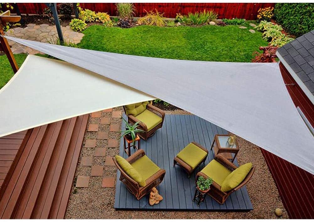 Voile d'ombrage triangulaire en polyéthylène haute densité avec anneau en D en métal - 90 % - Respirant et résistant aux UV - Vert foncé - 3 x 3 x 3 m