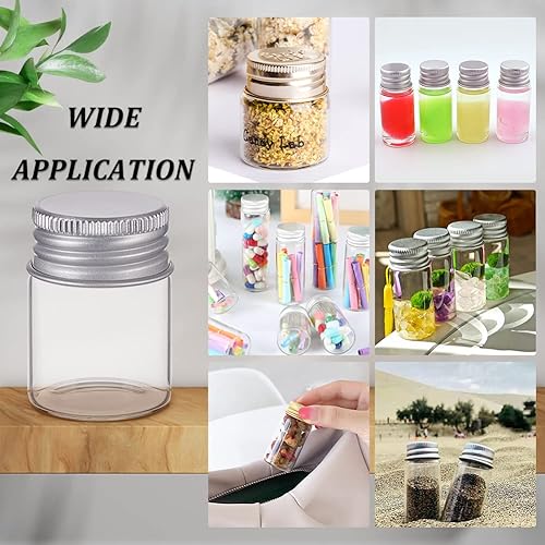 Miniatura 5 de BENECREAT Paquete de 20 botellas de vidrio pequeñas de 0.5 fl oz0.5 onzas, frascos de muestra de botellas de vidrio con tapas de aluminio con tapa