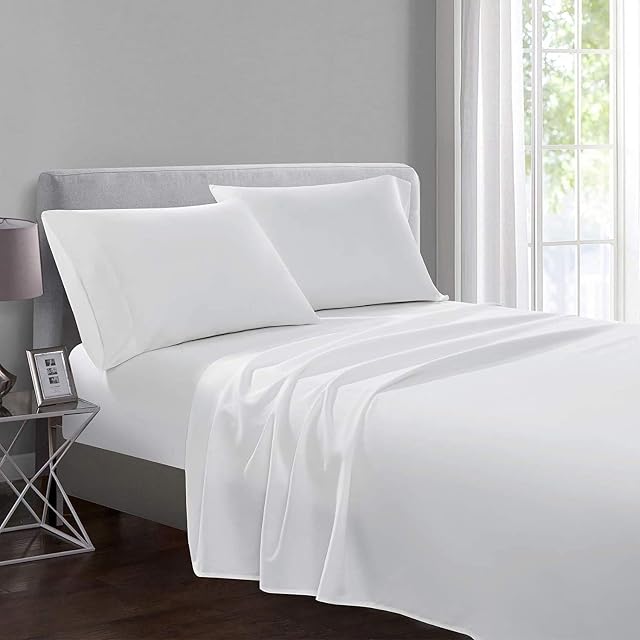 Yorkshire Bedding King Size Flat Sheet 100% Egyptian Cotton 200 Thread Count Hotel Quality White Bed Sheets (270 Cm x 298 Cm)
