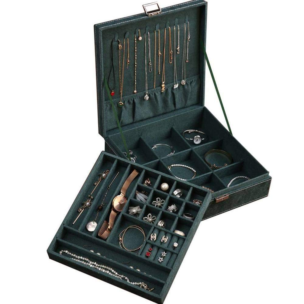 LANJ Jewelry Box With Lock Multifunctional Earrings Necklace Earrings Storage Box