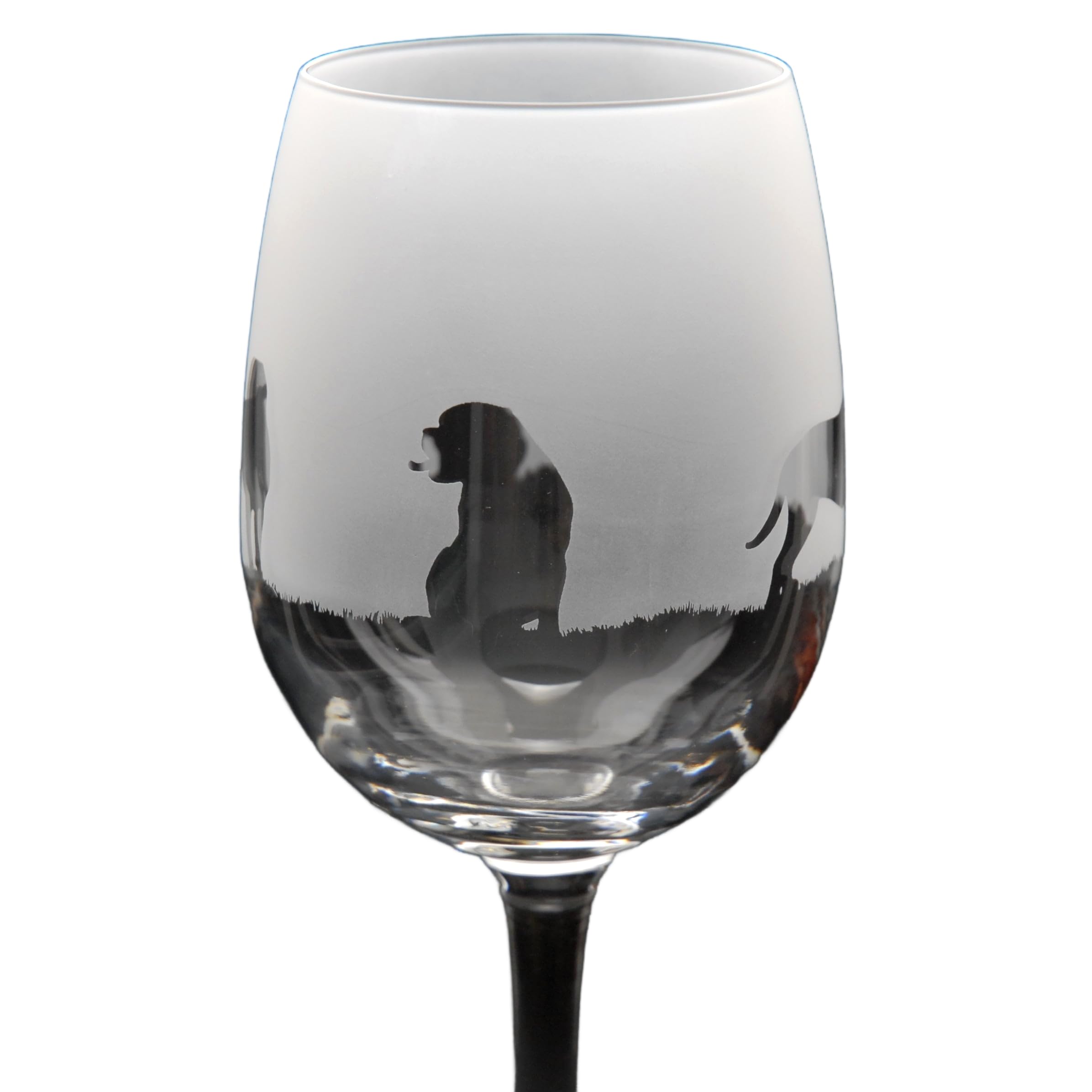 GLYPTIC Glass Art Dogue de Bordeaux Dog Frieze Hand Etched/Engraved Crystal Wine Glass โ image 1