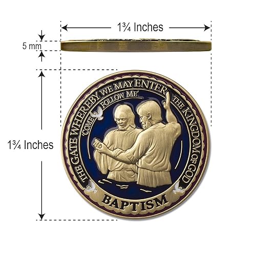 Miniatura 8 de Armor Coin & Emblem - Baptism LDS Challenge Coins Deluxe Display - Juego de 2 monedas de desafío con paño de pulido adicional
