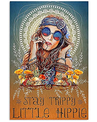 Stay Little Hippie Poster Tin Sign Street Garage Home Bar Wall Decoration Crafts Metal Tin Sign 8x12 Inch