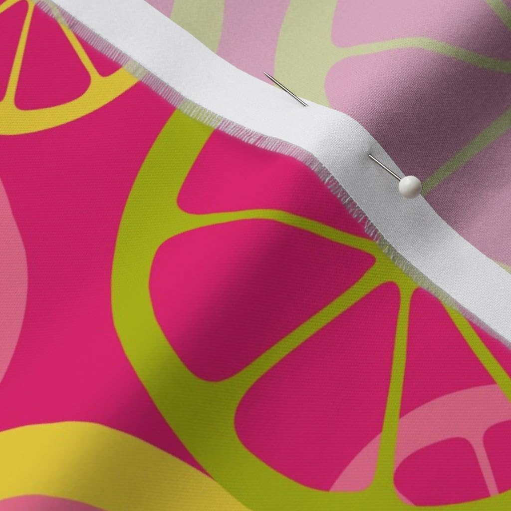 Spoonflower Fabric - Pink Lemonade Citrus Fruit Lemon Lime Orange Summer Beach Tropical Printed on Organic Cotton Sateen Fabric by The Yard - Sewing Quilting Apparel Home Decor