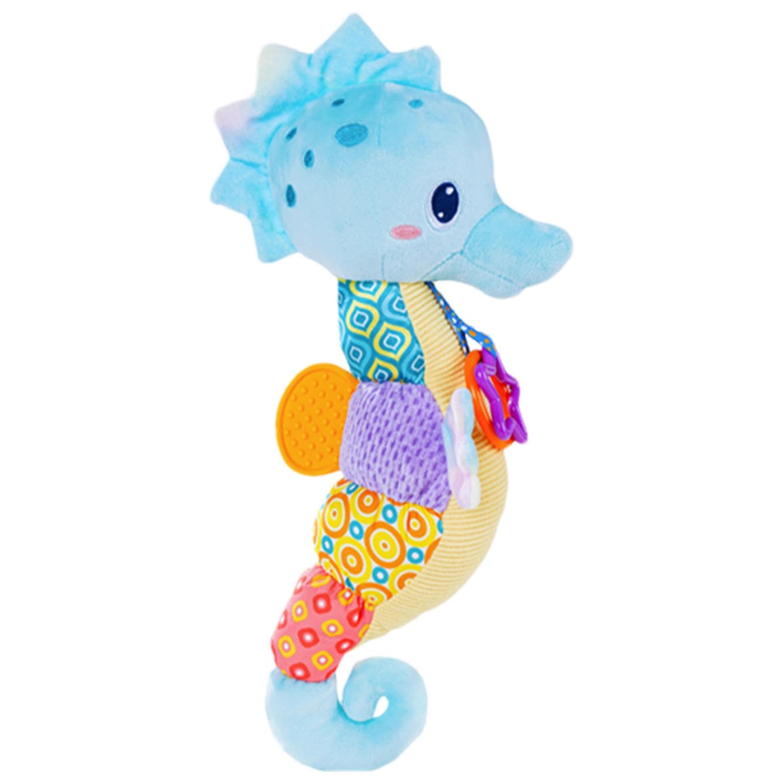 Juguete Sensorial Caballito De Mar Para Bebés – Peluche Musical Con Sonajero, Chirriador Y Mordedor – Regalo Para 0-12 Meses – Estimulación Visual Y Auditiva