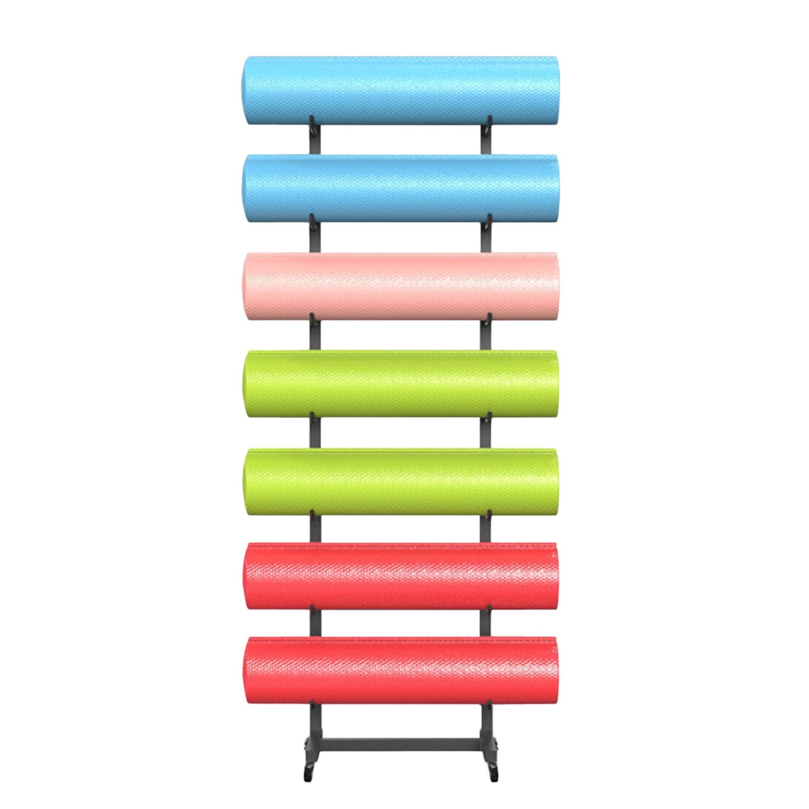 Genérico Estante para esterillas de Yoga: Organizador Duradero de Accesorios de Fitness para el hogar, Ideal para Bloques de Yoga y Rodillos de Espuma. Solución Que Ahorra Espacio con Ganchos.