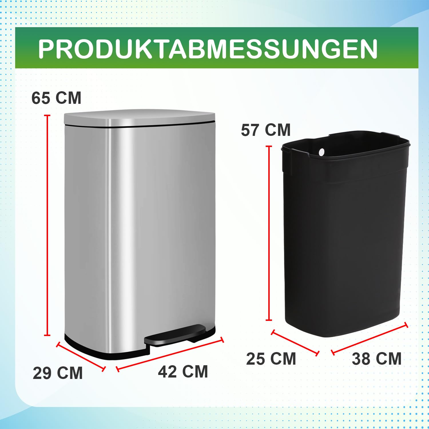 BestOffice 50 L Mülleimer Küche Mülleimer mit Deckel für Büro Schlafzimmer Badezimmer Schritt Mülleimer Fingerprint-Proof gebürstetem Edelstahl