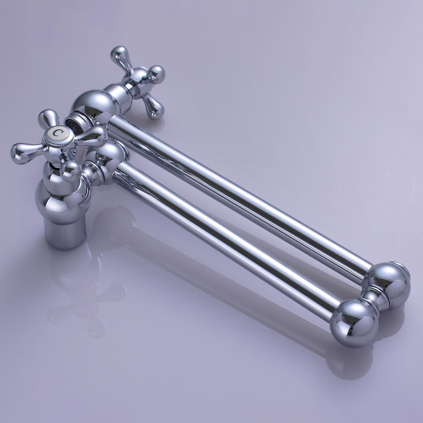 KAITAIHD Kitchen Faucet, Single Hole Mount Pot Filler Faucet Tap with Folding Stretchable Double Joint Swing Arm, Polished Chrome - Image 4