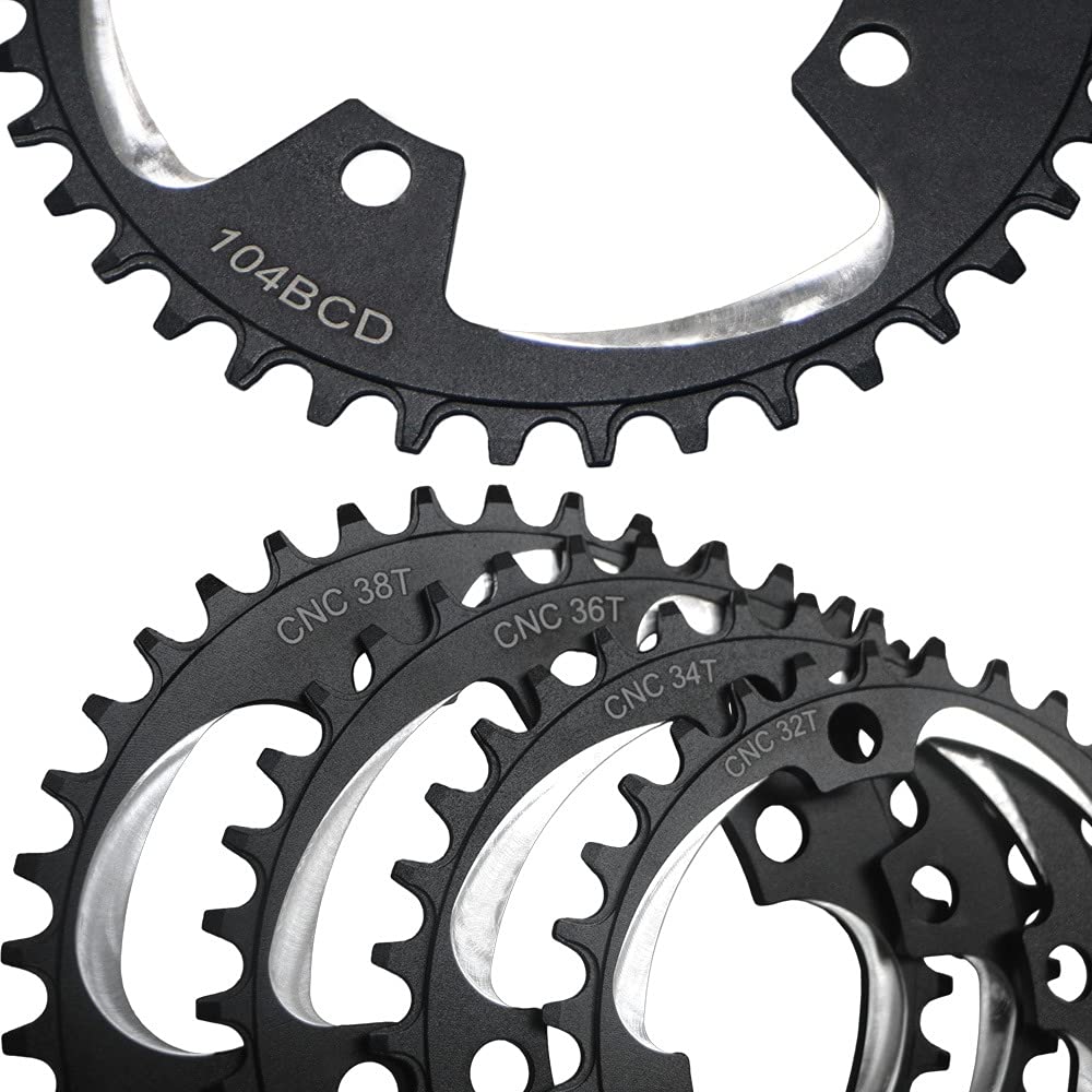 Platos para Bicicletas Rueda de Cadena Ancha Estrecha CNC for Bicicleta montaña 104 BCD 32T 34T 36T 38T 40T 42T Disco dentado Positivo Negativo único