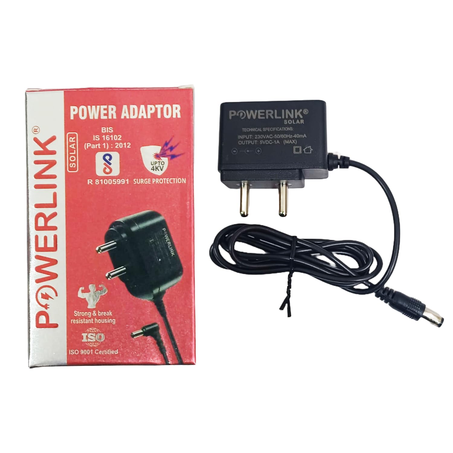 Powerlink 5V 1A DC Power Adapter Charger, Pin Size : 5.5mm*2.5mm for Router, Set Top Box/Dth, Cameras, Suitable for All Torches