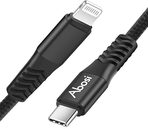 Abosi - Cable cargador USB C a Lightning (11.5ft, certificado Apple MFi) de nailon trenzado duradero tipo C a cable de carga rápida para 1212 Pro12