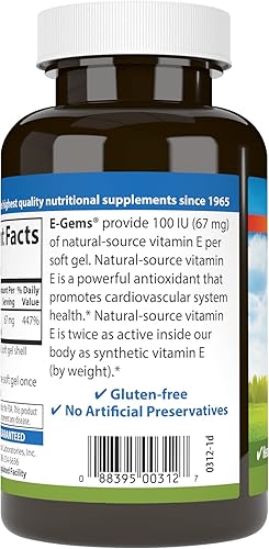 Miniatura 3 de Carlson - E-Gems 100 UI Salud del Corazón y Bienestar Óptimo Antioxidante 250 geles blandos