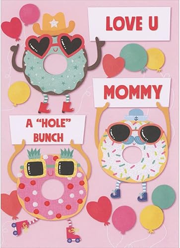 Designer Greetings A Hole Bunch Three Donuts con lentes de sol y letreros de sujeción para el día de San Valentín juvenil para mamá