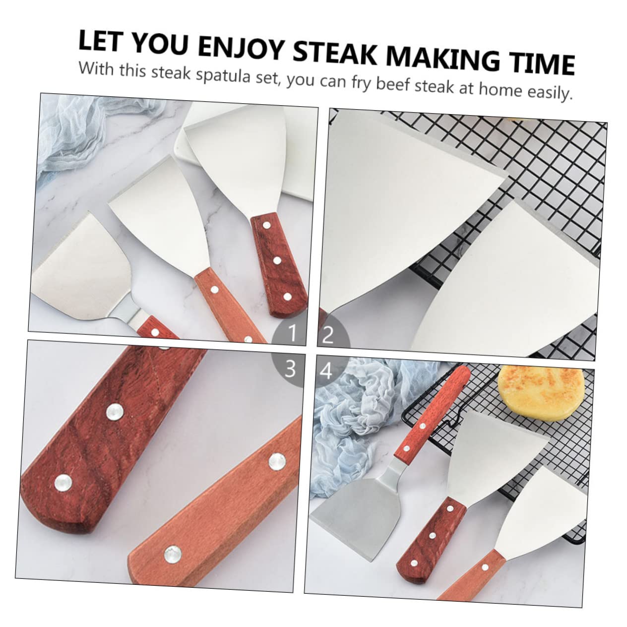 6 Piezas De Espátula De Acero Inoxidable Para Parrilla Pala Para Filetes Herramientas Para Parrilla Accesorio De Cocina Utensilio De Cocina Espátula De Acero Inoxidable Para