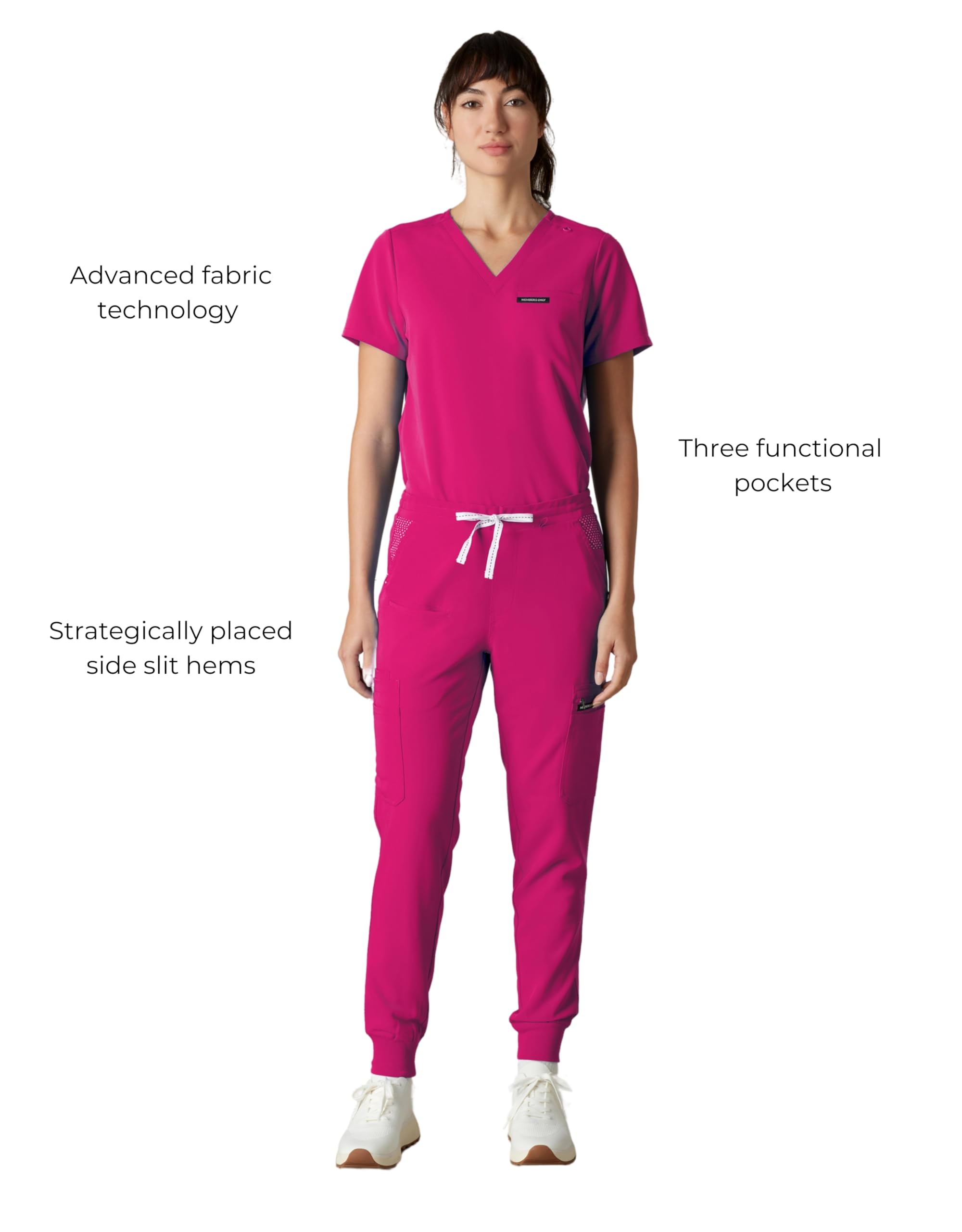 Members Only Women's Valencia Jogger Scrub Pants for Women | Rib Bottom Leg Medical Scrubs | Womens Scrubs | Hospital Scrubs for Women | Black Scrub Pants Woman (Wine, Small)