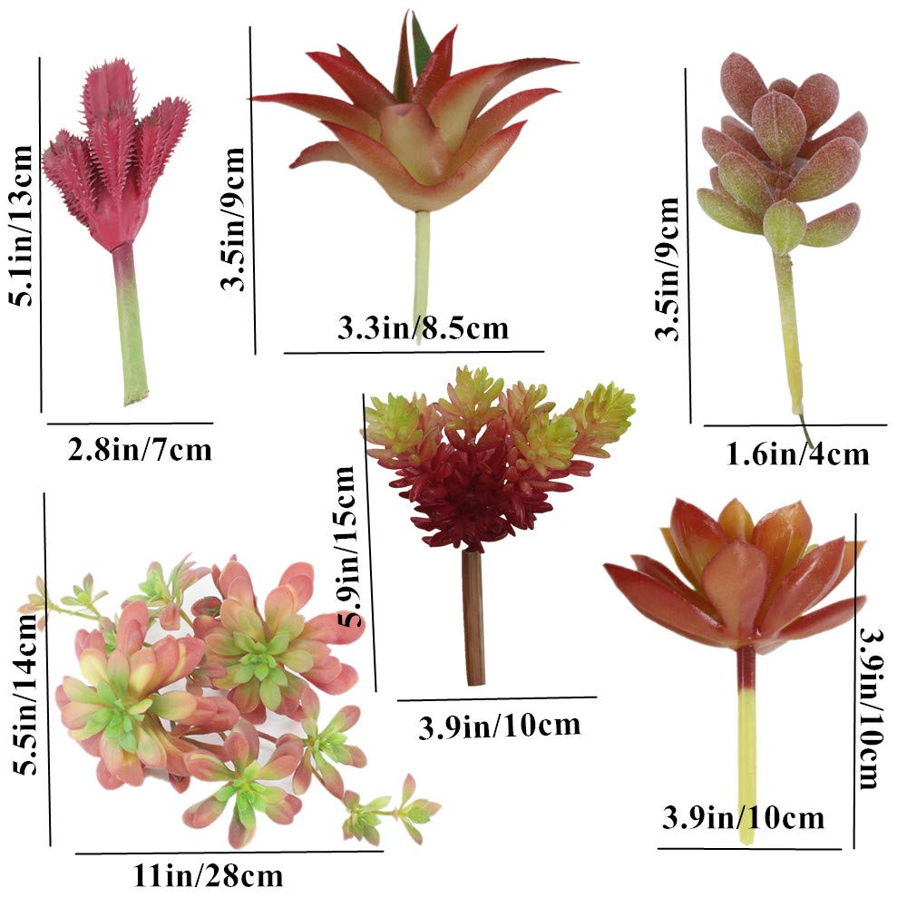 12PCS Red Assorted Artificial Succulent Plant Fake Succulents Textured Cactus Stems Cacti Aloe Succulent In Different Artificial Hanging String of Pearls Plant For Wedding For Home Decor - Image 4