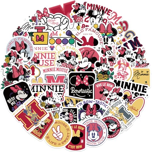 XIAOQINGXIN 50PCS Minnie Mouse Vinyl Stickers for Phones Tumblers Laptops.