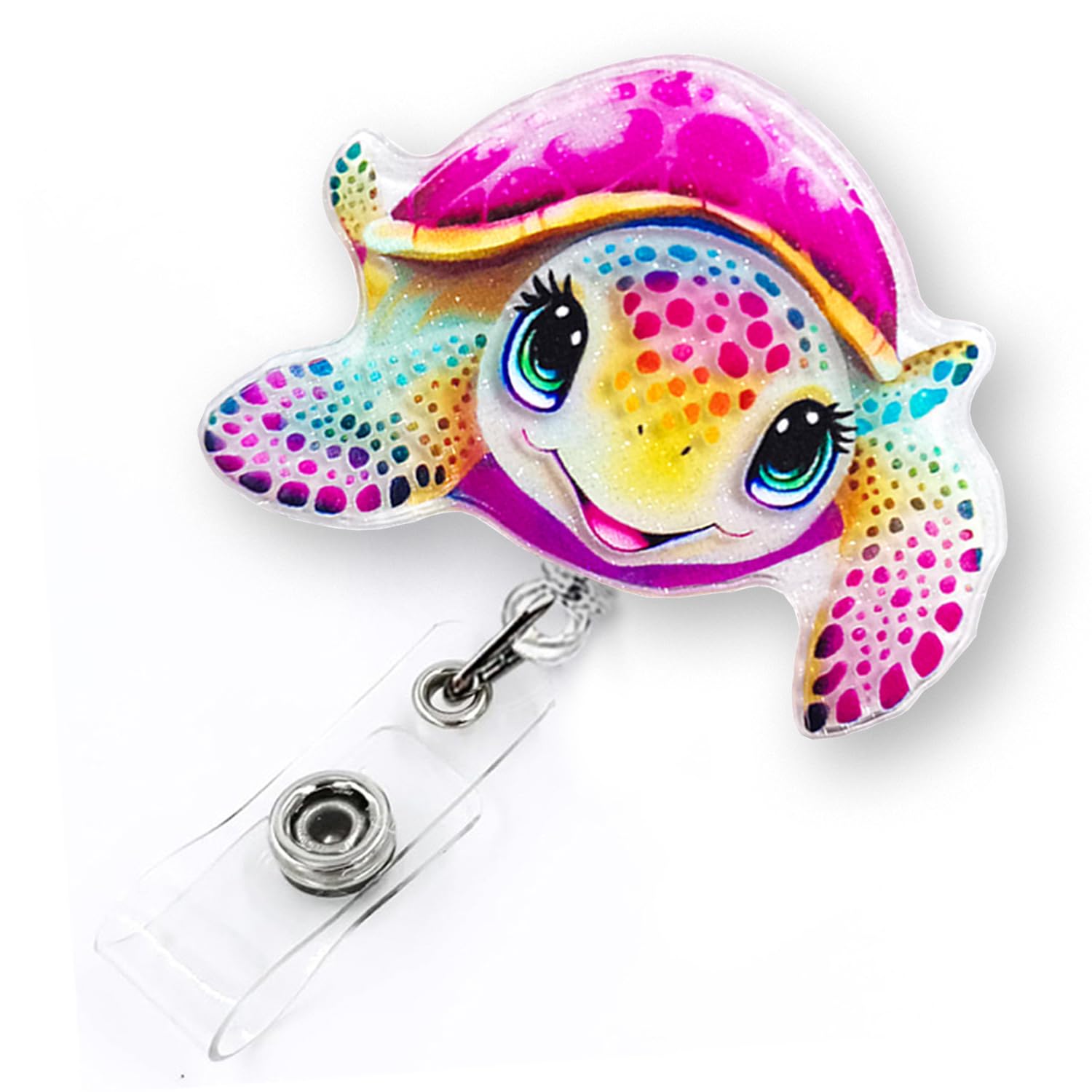 Cute Sea Turtle Badge Reel Retractable for Nurse Nursing Student RN LPN CNA Medical Worker & Teacher, Funny Pediatric Nurse Badge Gifts, Pink Turtle
