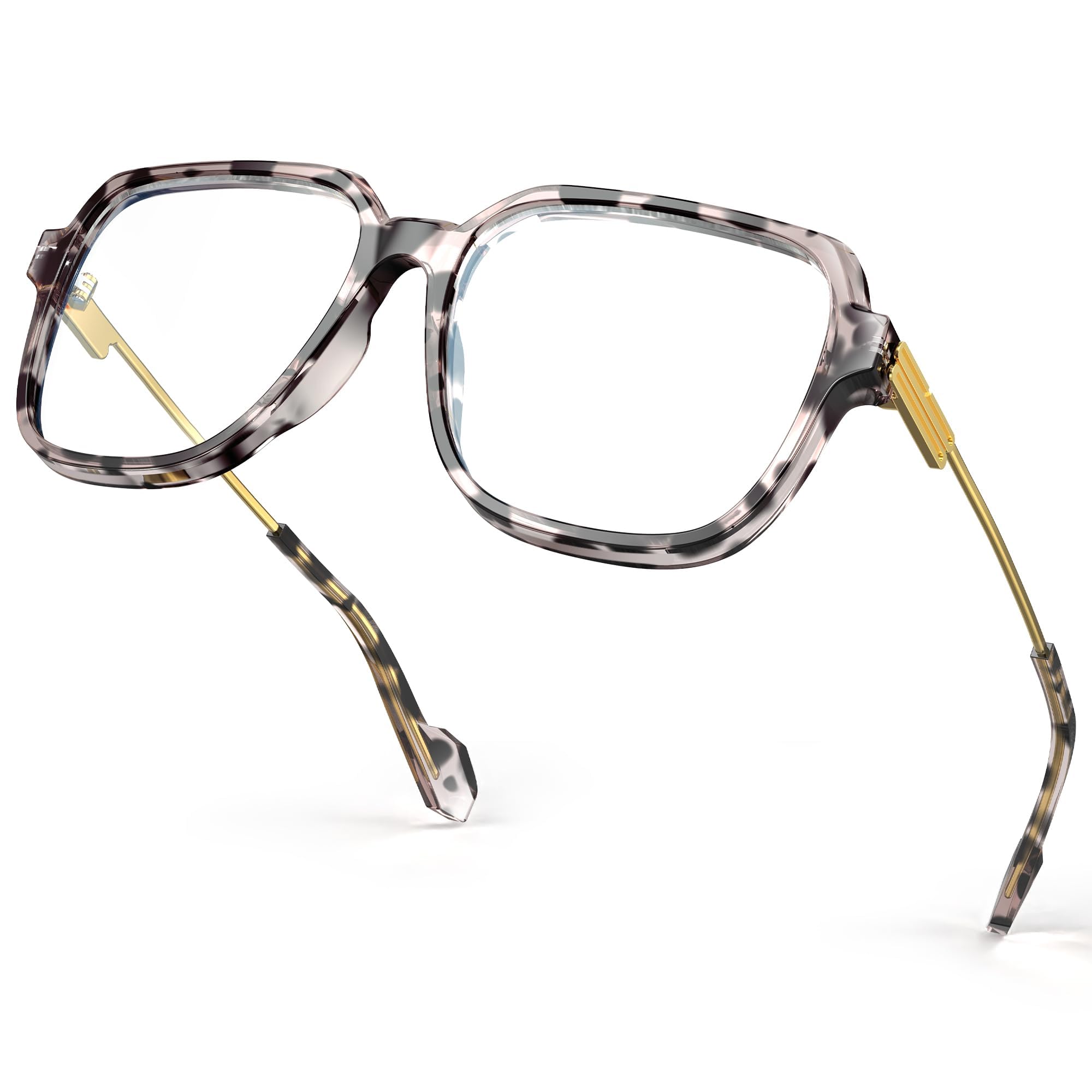 VISOONE Oversized Blue Light Blocking Glasses with Chic Square TR90 Frame and Metal Temple for Women Men Ryan