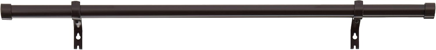 Amazon Basics Round Capped Finial with 1" Curtain Rod - 36-72", Espresso (Dark Bronze)