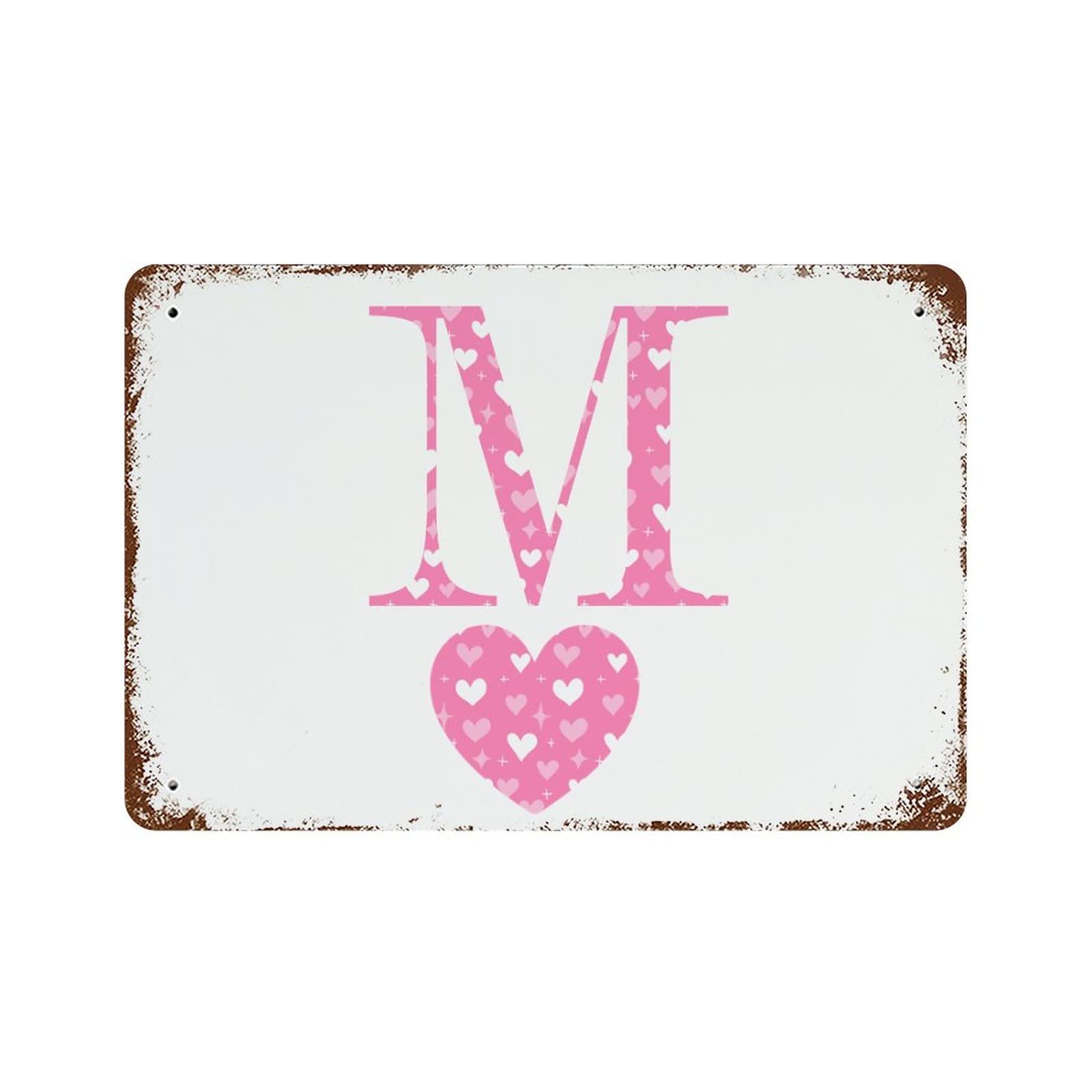 Panneau Saint-Valentin initiales M de jardin pour décoration de maison 30x45 cm