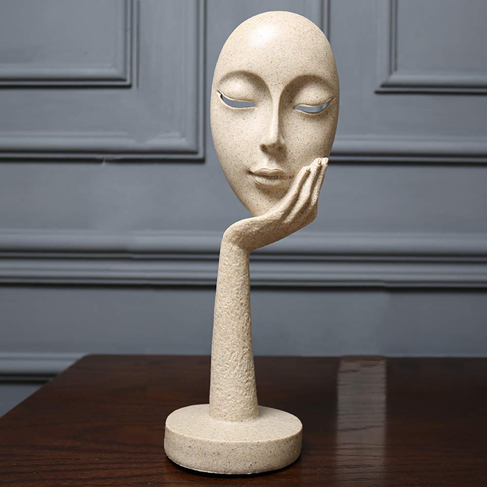 Xmgoodday Sandstone Resin Statues Abstract Sculpture Gift Art Thinker Meditator Ornament Craft For Living Room Office Home Decor-Large