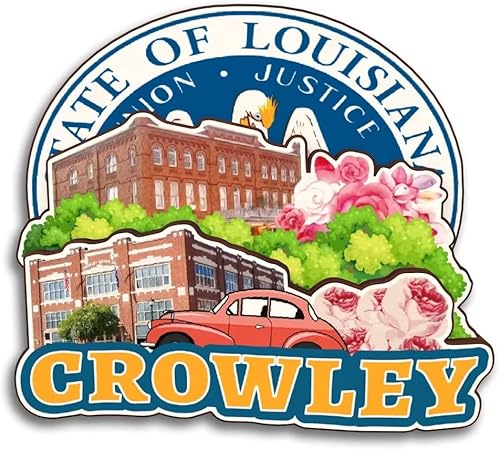 Crowley Louisiana USA America - Imán para nevera colección de madera 3D hecho a mano para viajes ciudad recuerdos nevera regalo para decoración del