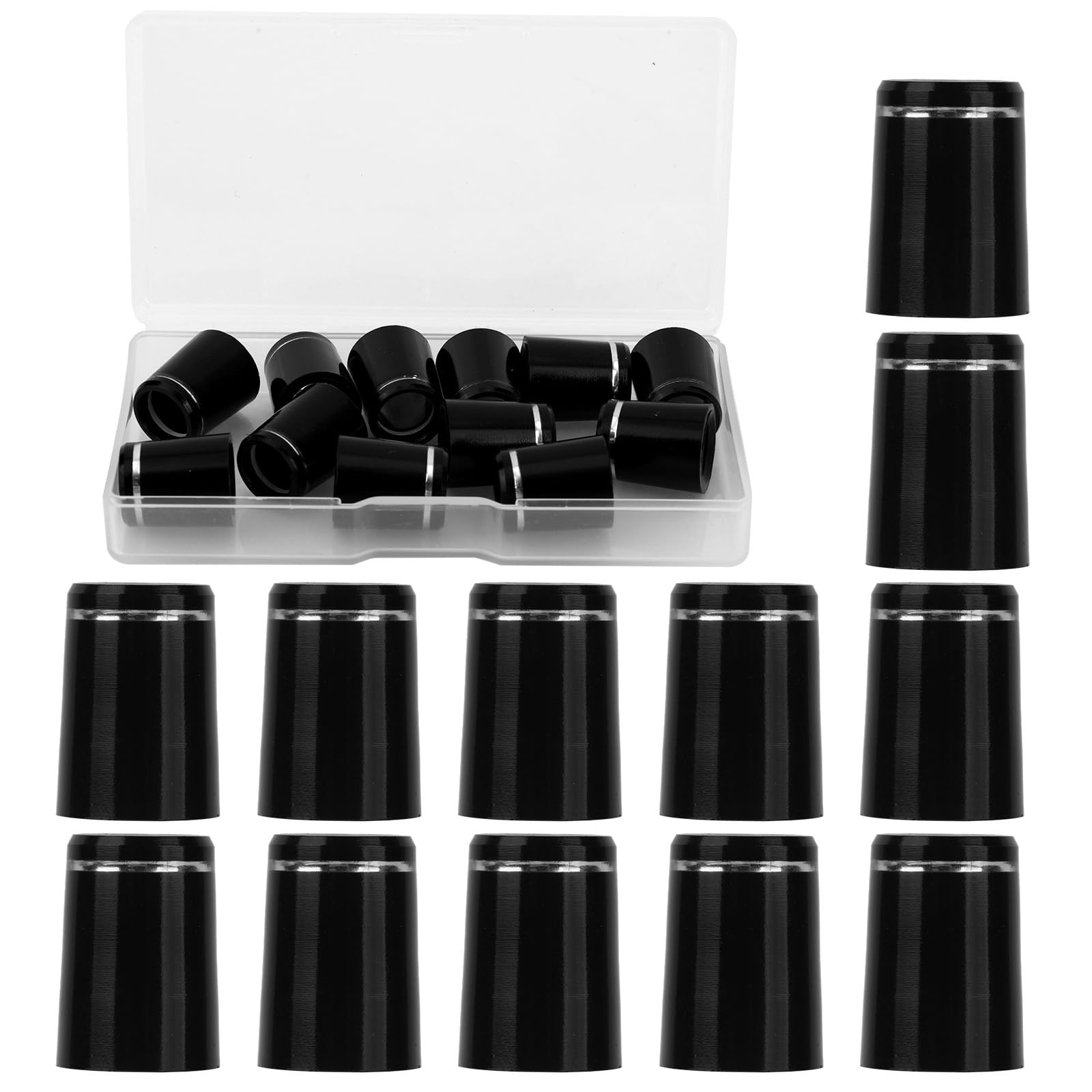 Goktvai Black Golf Iron Ferrules, Golf Plastic Club Tapered Ferrules 12pcs with Single Silver Ring Accessories Parts for All Iron Shafts Replacement