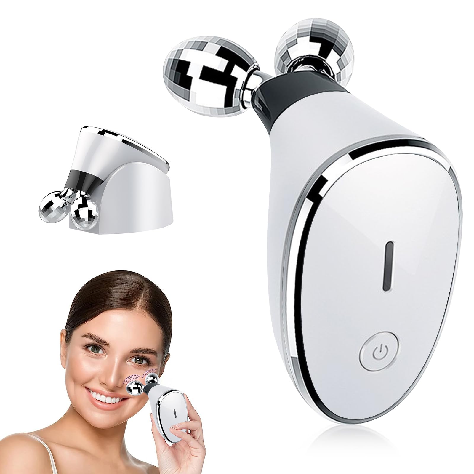 3D Rodillos Masajeadores Faciales, 5-1 Masajeador Facial Reafirmante, Masajeador Facial Eléctrico Antiarrugas,Apriete Poro