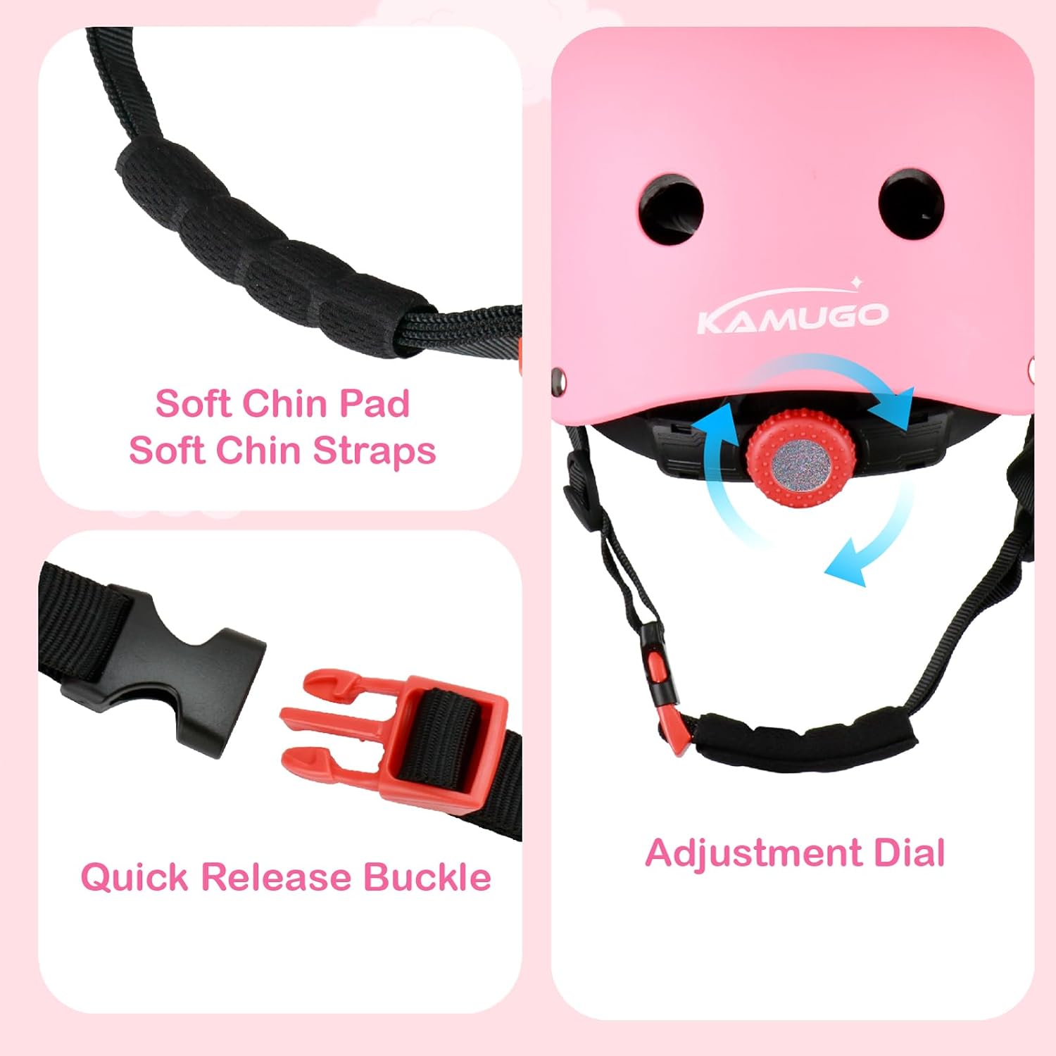 KAMUGO Kids Bike Helmet, Toddler Helmet for Ages 2-8 Boys Girls with Sports Protective Gear Set Knee Elbow Wrist Pads for Skateboard Cycling Scooter Rollerblading