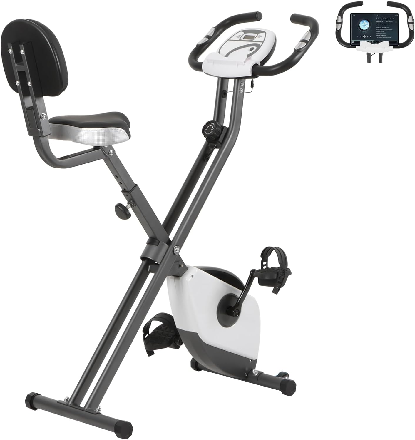 Panana Foldable Exercise Bike for Home, X-Bike Folding Fitness Bike with Magnetic Resistance, Quiet Indoor Cycling Bike for Small Spaces, LCD Display, Heart Rate Sensor, Adjustable Seat