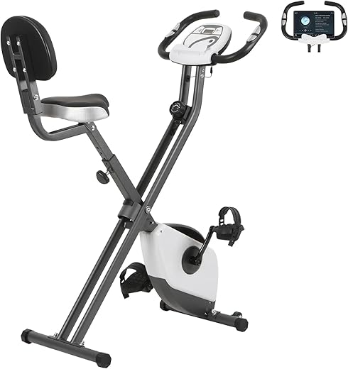 Panana Foldable Exercise Bike, Folding Fitness Cycling Cycle Bike X- Bike with Magnetic Resistance, LCD Display, Heart Rate Sensor, Comfortable...
