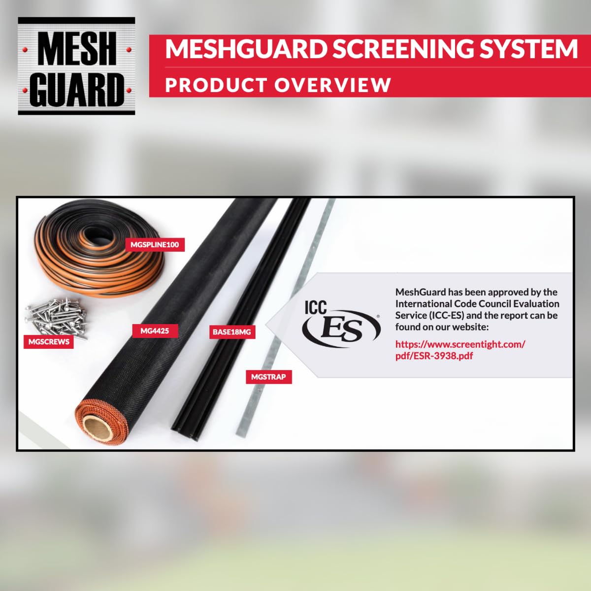 MeshGuard Screen Tight Porch Screening System (White) – Guardrail Infill Screening System Approved for Building Codes – Screen Frame Kit with Screen Mesh Roll, Screen Spline, & Hardware