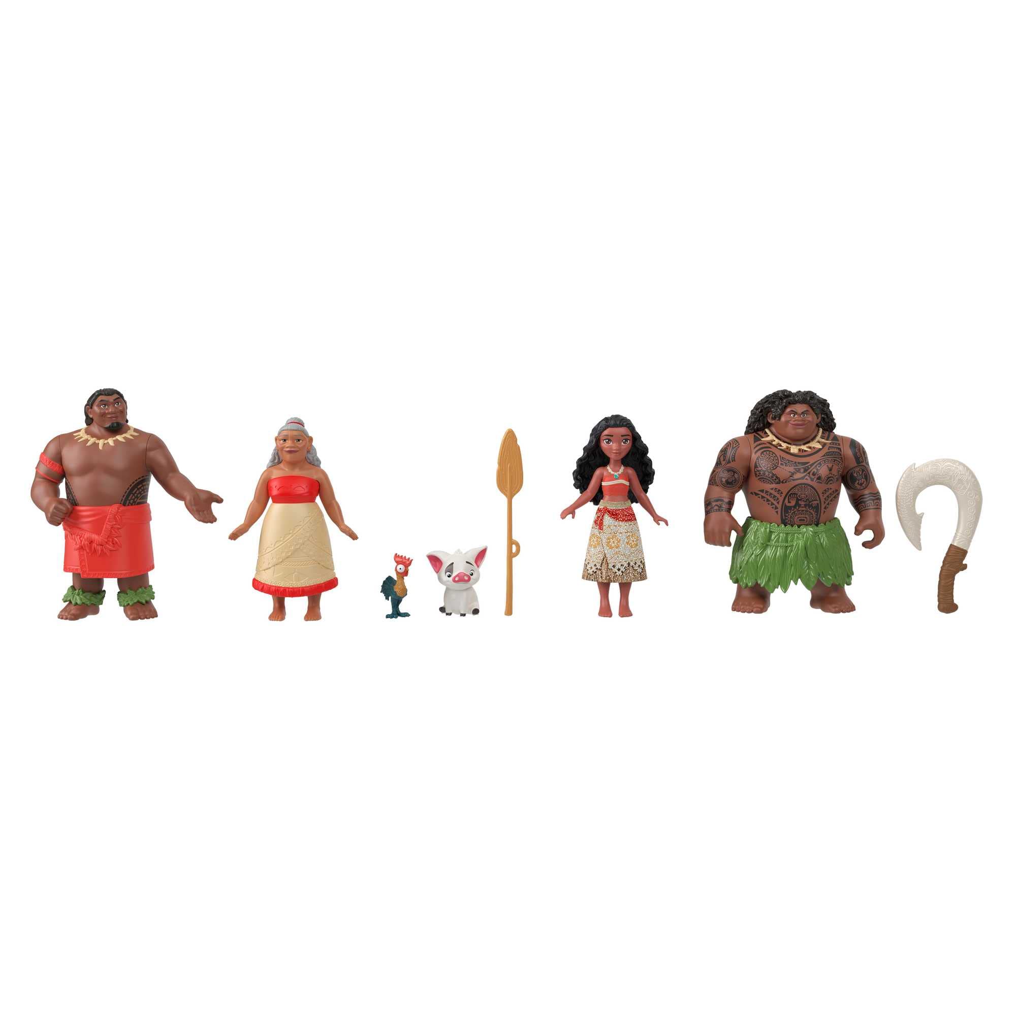 Mattel Księżniczka Disneya Vaiana Klasyczny zestaw książka z 6 najważniejszymi bohaterami, małe lalki, figurki i akcesoria inspirowane filmem Disneya, prezenty dla dzieci HPG71