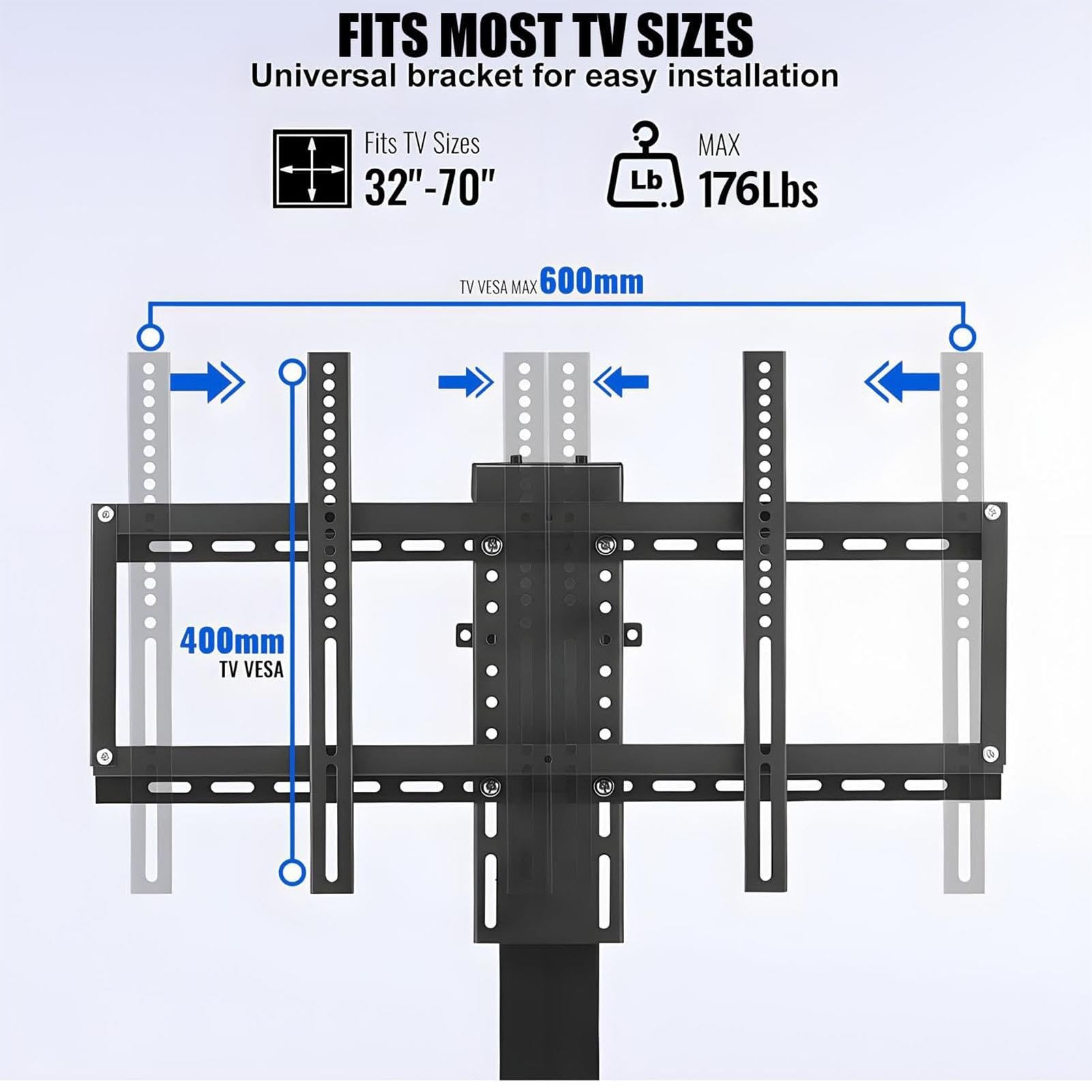 Soporte Telescópico Eléctrico Ajustable para TV – Elevador Motorizado con Mando A Distancia – Ocultable En Muebles, Tiempo De Recorrido Inferior A 40 Segundos.