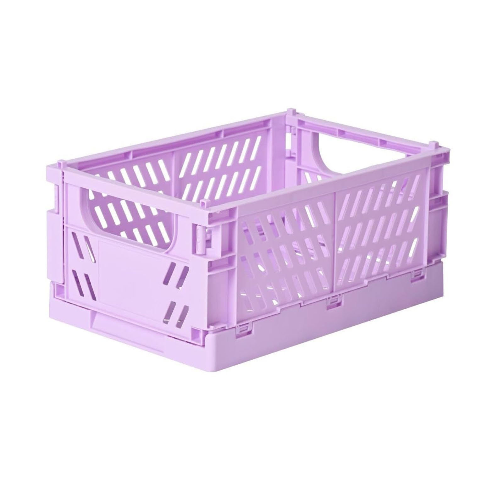 Jhlxyxmy Purple Foldable Organiser Foldable Colors Storage Bin Plastic Foldable Storage Box Stackable Organizer Small Baskets For Organizing Stackable Desktop Storage Crates(Purple)