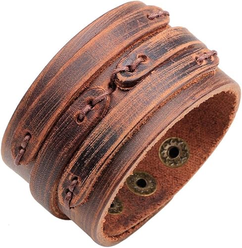 Miniatura 5 de Pulsera de cuero punk, 2 pulseras de cuero trenzado vintage para hombres y mujeres