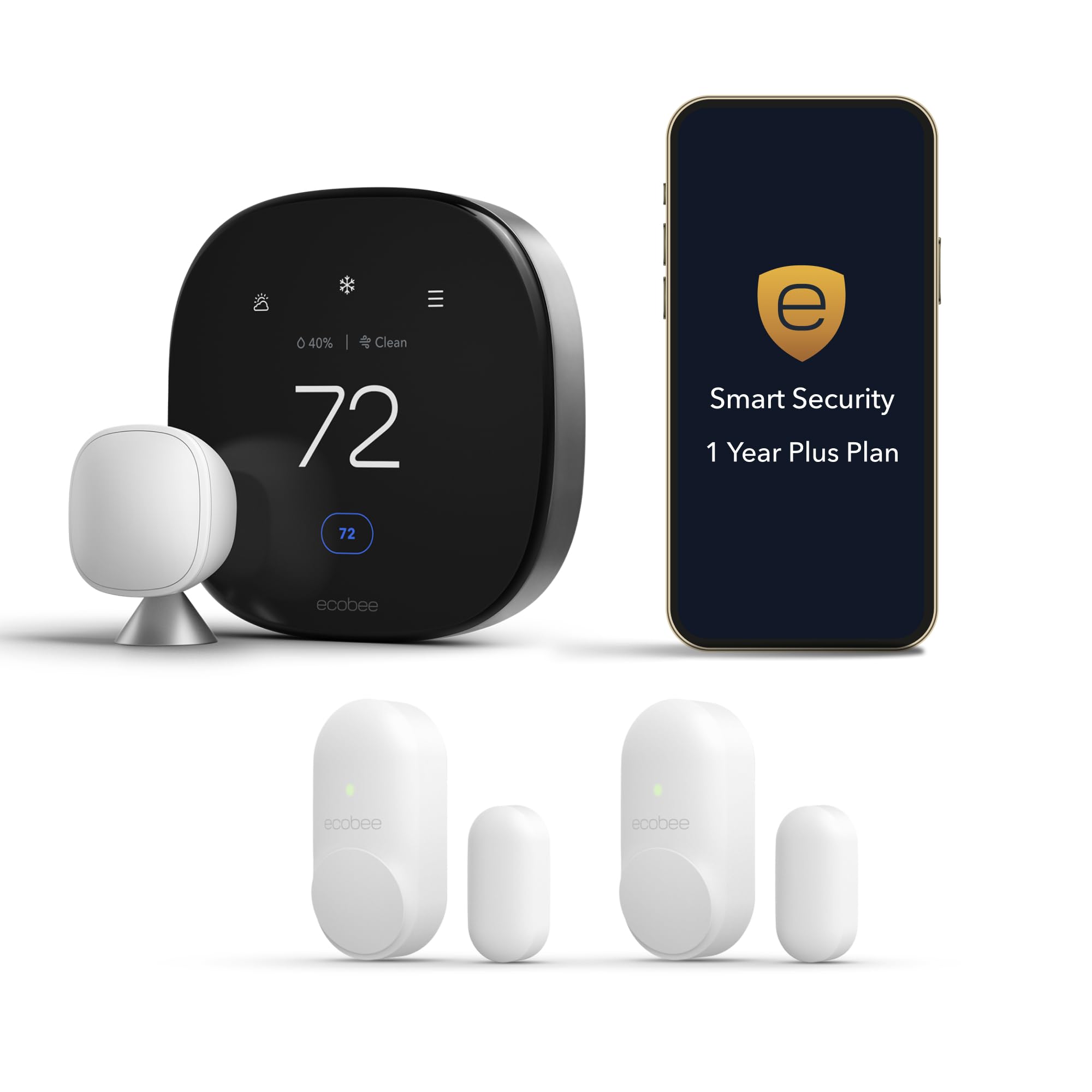 ecobee Comfort &amp; Security Bundle 1-Year Smart Security Plus Subscription