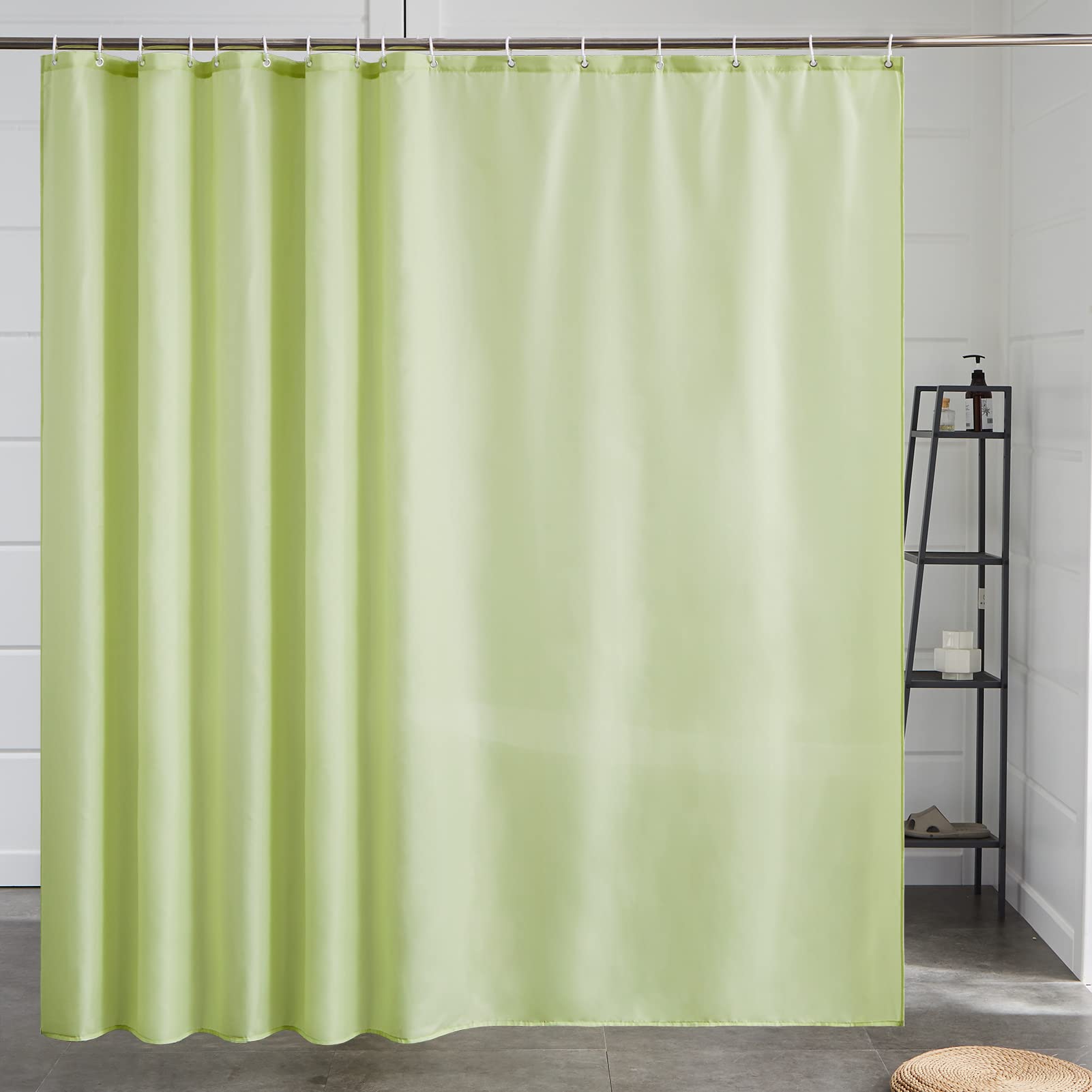 Furlinic Shower Curtain Mould Proof Resistant Wetroom Bathroom Polyester Fabric White 7ft Shower Curtains Liner Waterproof Rustproof Washable Weighted with 12 Hooks Extra Long 180x210cm 72x84. — view 43