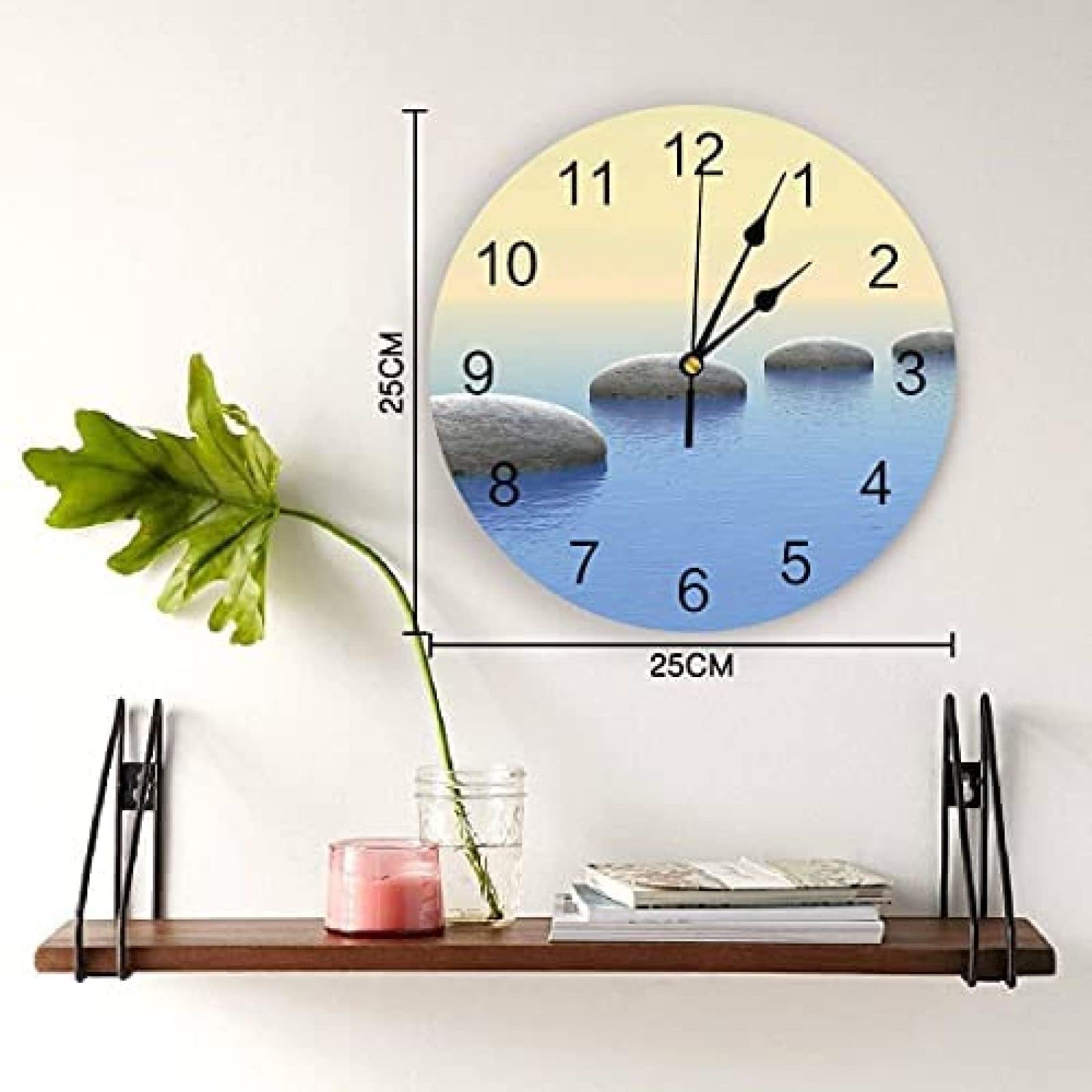 COOSUN Orologio Da Parete Silenzioso Quadrato 20 Cm – Design Zen Stones In Acrilico – Orologio Senza Ticchettio Per Soggiorno, Camera, Ufficio