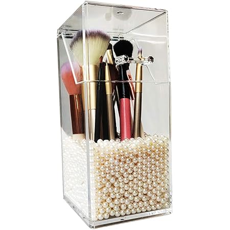Amazon 化粧ブラシ収納バケツ美容ブラシ収納ボックスブティックブラシチューブブラシダストカバー 防塵メイクブラシラック パール付き Sidmm メイクブラシケース 通販