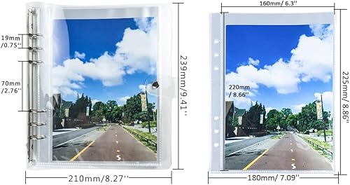 Miniatura 2 de Carpeta Kpop de PVC transparente blanco para tarjetas fotográficas de hojas sueltas de 6 anillos de ancho A5 con 8 pulgadas, 50 bolsillos, páginas