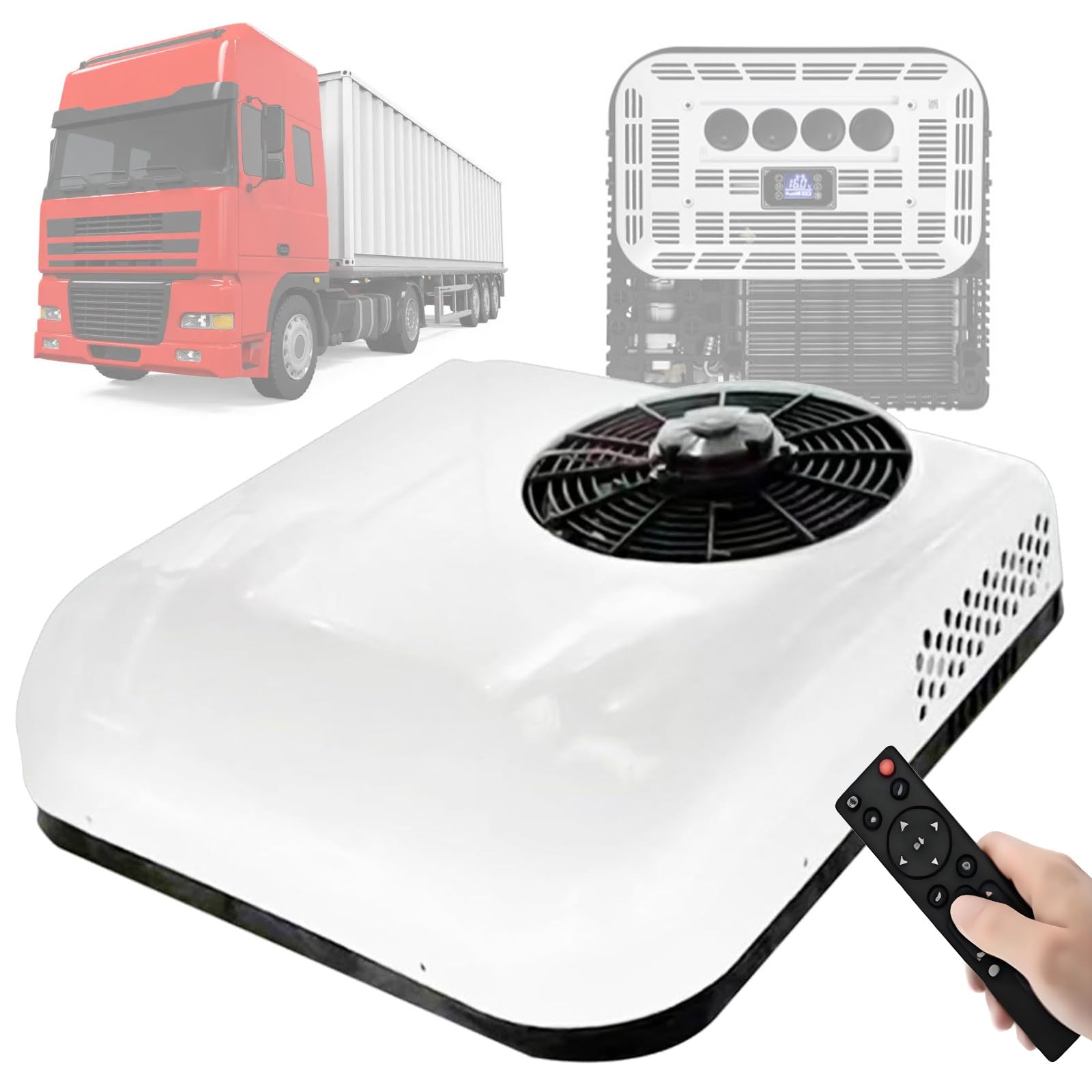 Quixnova Parking Air Conditioning for Minivans, Camper Truck Vehicle Motorhome, Excavator Truck, Bus, Van, 12V/24V DC RV Rooftop AC Unit with Remote Control 12V